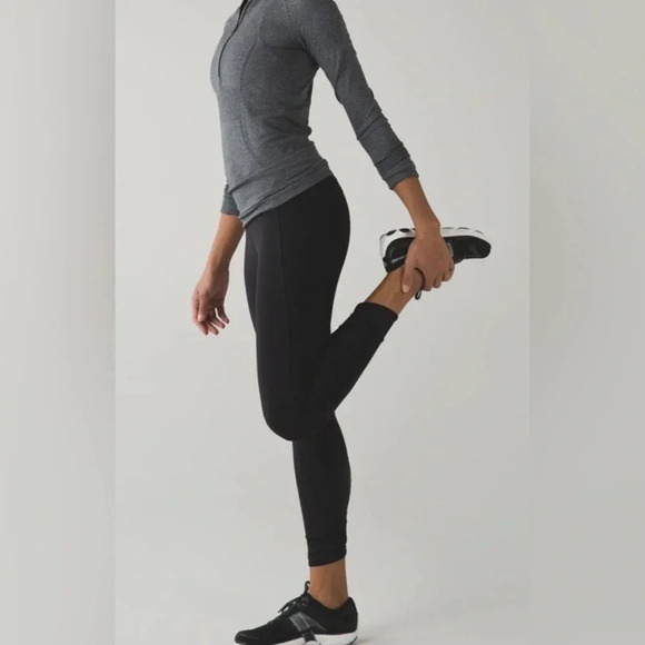 Lululemon fresh mesh run crop pockets mesh black yoga running gym  shapewear US6 - Picture 1 of 8